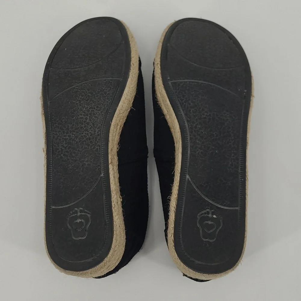 Skechers BOBS Women Black Canvas Espadrille Platform Slip On‎ Flats Memory Foam